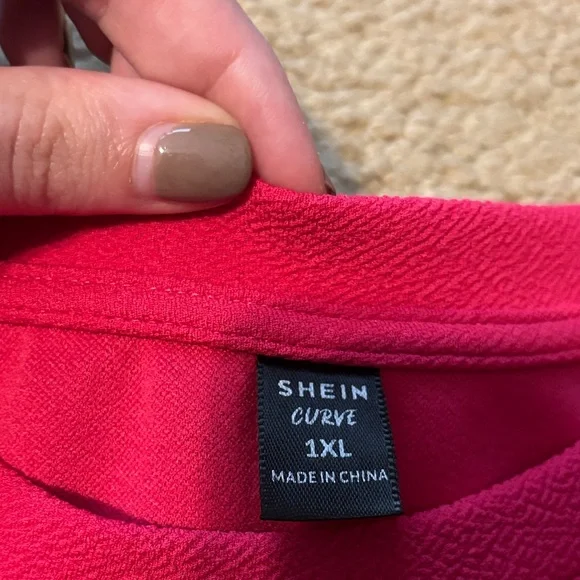 NWOT SHEIN Curve Pink Long Sleeve Top Size 1XL - Picture 3 of 7